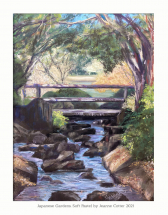 Japanese Gardens Toowoomba pastel painting by Jeanne Cotter. SOLD