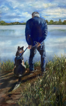 Macleay-and-Buddy-2022 painting by Jeanne Cotter