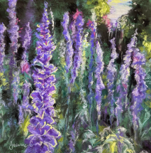 Purple Salvia Glow pastel painting by Jeanne Cotter. SOLD